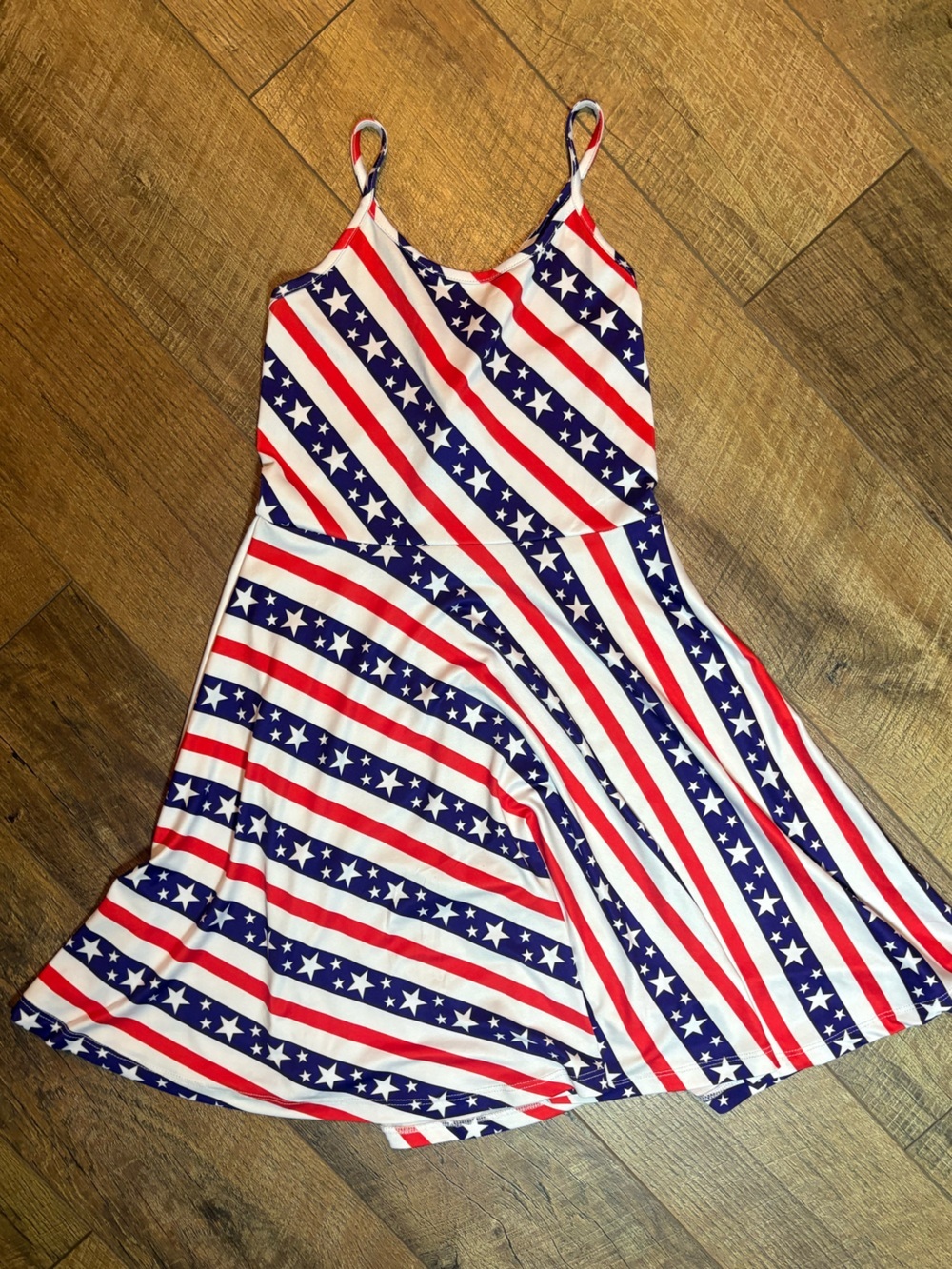 Patriotic Stars & Stripes Dress Girls 140 8-10 Red White Blue July 4th